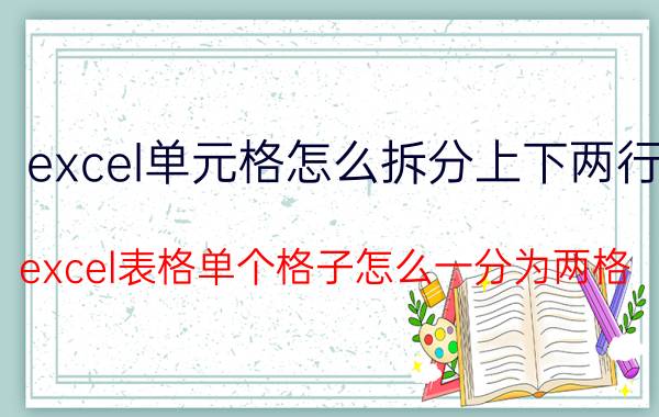 excel单元格怎么拆分上下两行 excel表格单个格子怎么一分为两格？